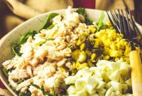 Spinach, Chicken & Dill Pickle Salad with Hard-Boiled Egg