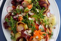 Spring Carrot and Pea Shoot Salad with Lemon Vinaigrette