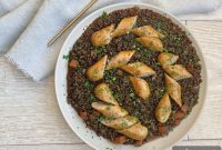 Smoky Braised Lentils with Optional Turkey Sausages