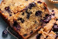 Bakery-Style Blueberry Banana Bread with Sweet Sugar Crust