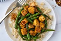 Teriyaki Tofu Stir-Fry with Crispy Green Beans