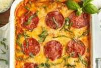 Spaghetti Squash Pizza Casserole Recipe with Melty Cheese