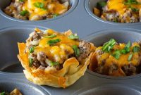 Wonton Cheeseburger Cups: Mini Cheeseburger Bites in Crispy Wrappers