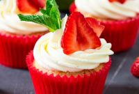 Strawberry Pimm’s Cupcakes with Fresh Berries and Mint