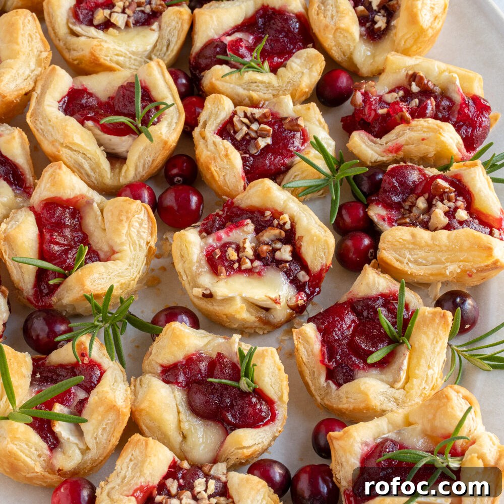 Slow-Cooker Christmas Wassail Recipe for Festive Parties 9 Cranberry Brie Bites on a platter.