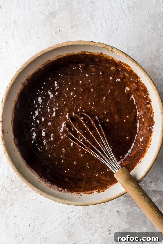 Decadent Chocolate Banana Bread Recipe with Melted Chips 8 whisk in the dry ingredients