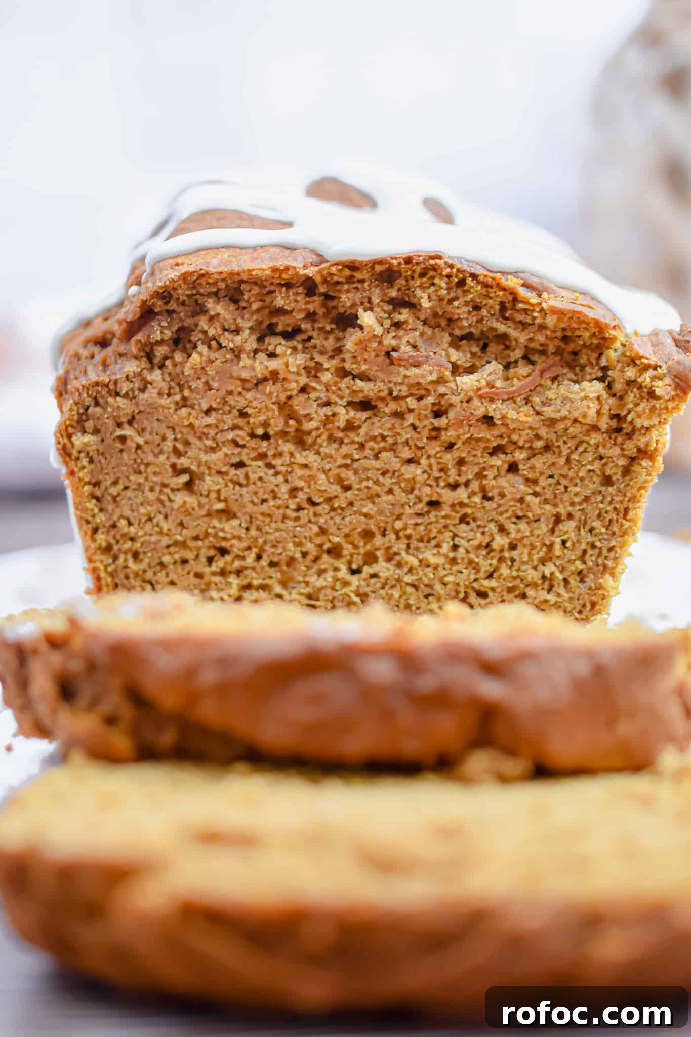 Moist Pumpkin Bread Made with Cake Mix in 1 Bowl 7 A close up of the texture of the pumpkin bread.