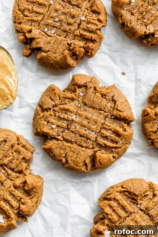 peanut butter cookies on parchment paper