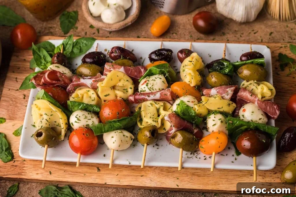 50 Quick Dinner Ideas to Make When You Don't Feel Like Cooking 2 Antipasto appetizer on skewers.