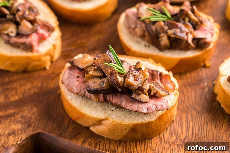 50 Quick Dinner Ideas to Make When You Don't Feel Like Cooking 3 Steak and Shiitake on a bruschetta.