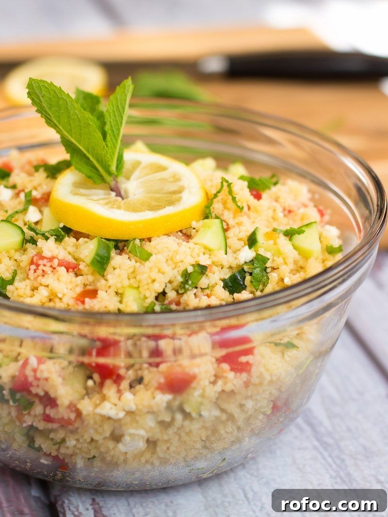 Spicy Sriracha Ranch Chicken Salad Recipe for Summer Meals 9 This easy couscous salad is bursting with lemon flavor and highlighted with mint and feta cheese.