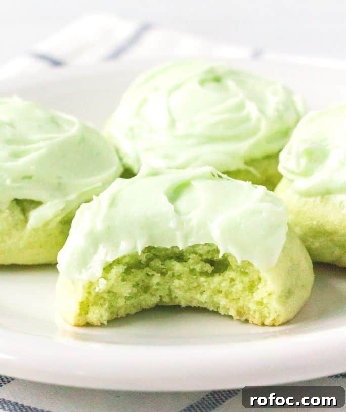 lime jello cookies on a white plate