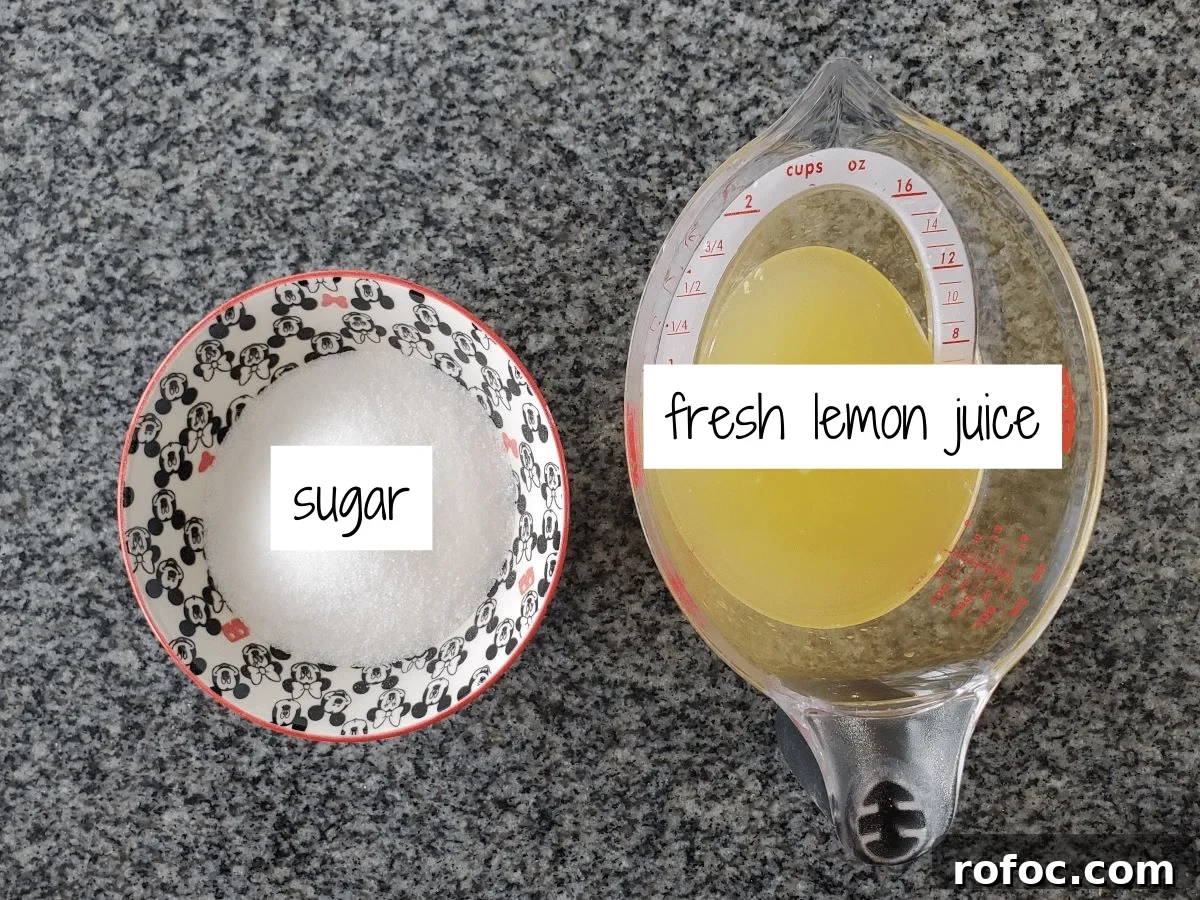 Gluten-Free Lemon Loaf: Starbucks Copycat Recipe for Moist Zest 4 ingredients for lemon simple syrup measured out and labeled.