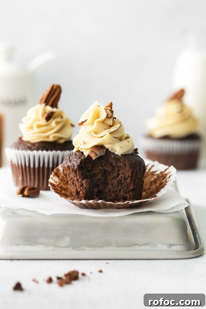 Decadent Turtle Cupcake Recipe with Caramel Pecan Topping 8 img 12918 14