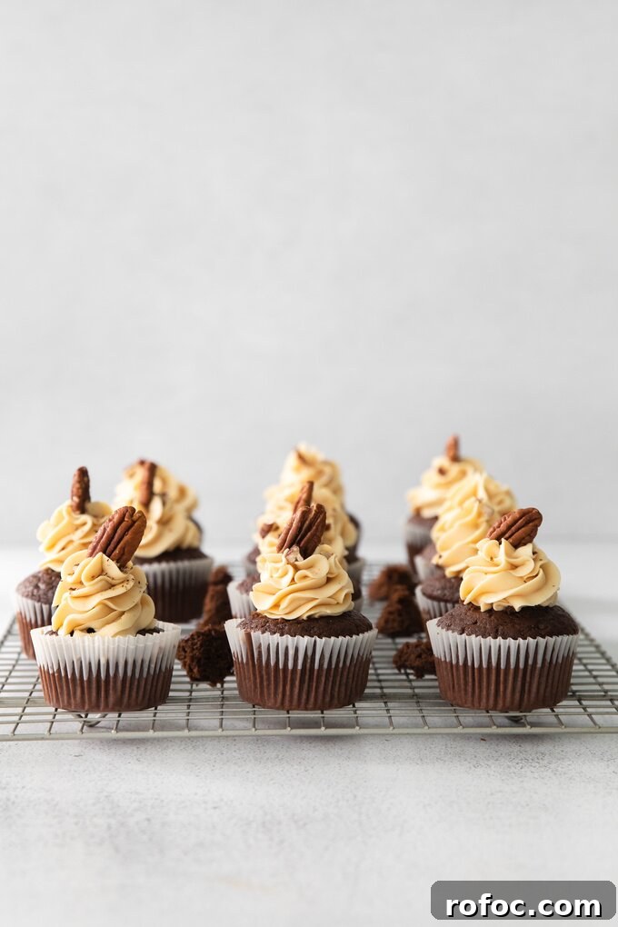 Decadent Turtle Cupcake Recipe with Caramel Pecan Topping 5 img 12918 8