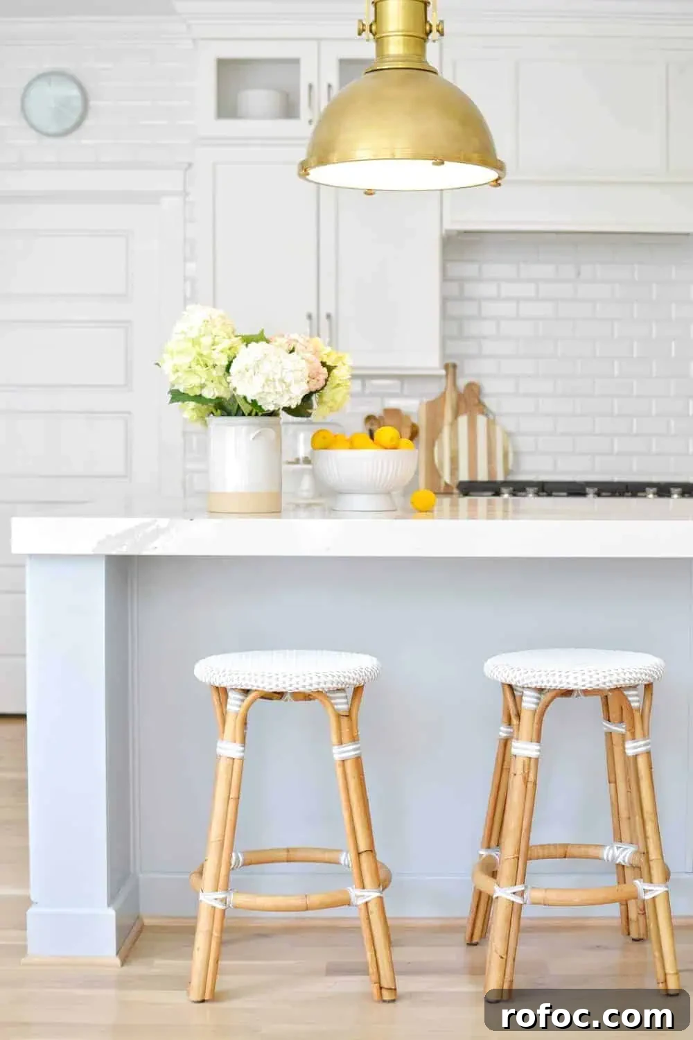 Coastal Kitchen Design Ideas with Our Complete Remodel Details 15 stools and pendant light