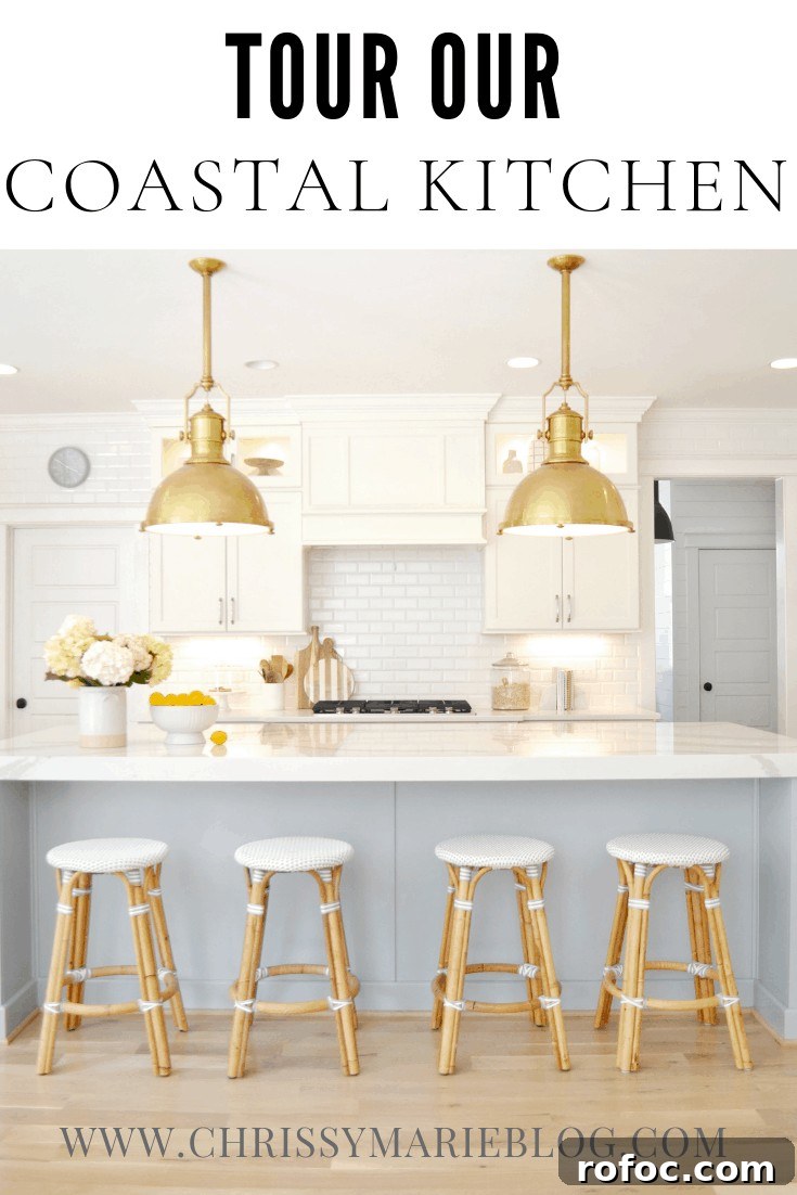 Coastal Kitchen Design Ideas with Our Complete Remodel Details 17 Pinterest image with text that says ideas for your coastal kitchen