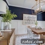 Coastal Kitchen Design Ideas with Our Complete Remodel Details 20 Dining Room Reveal with Navy Grasscloth Wallpaper
