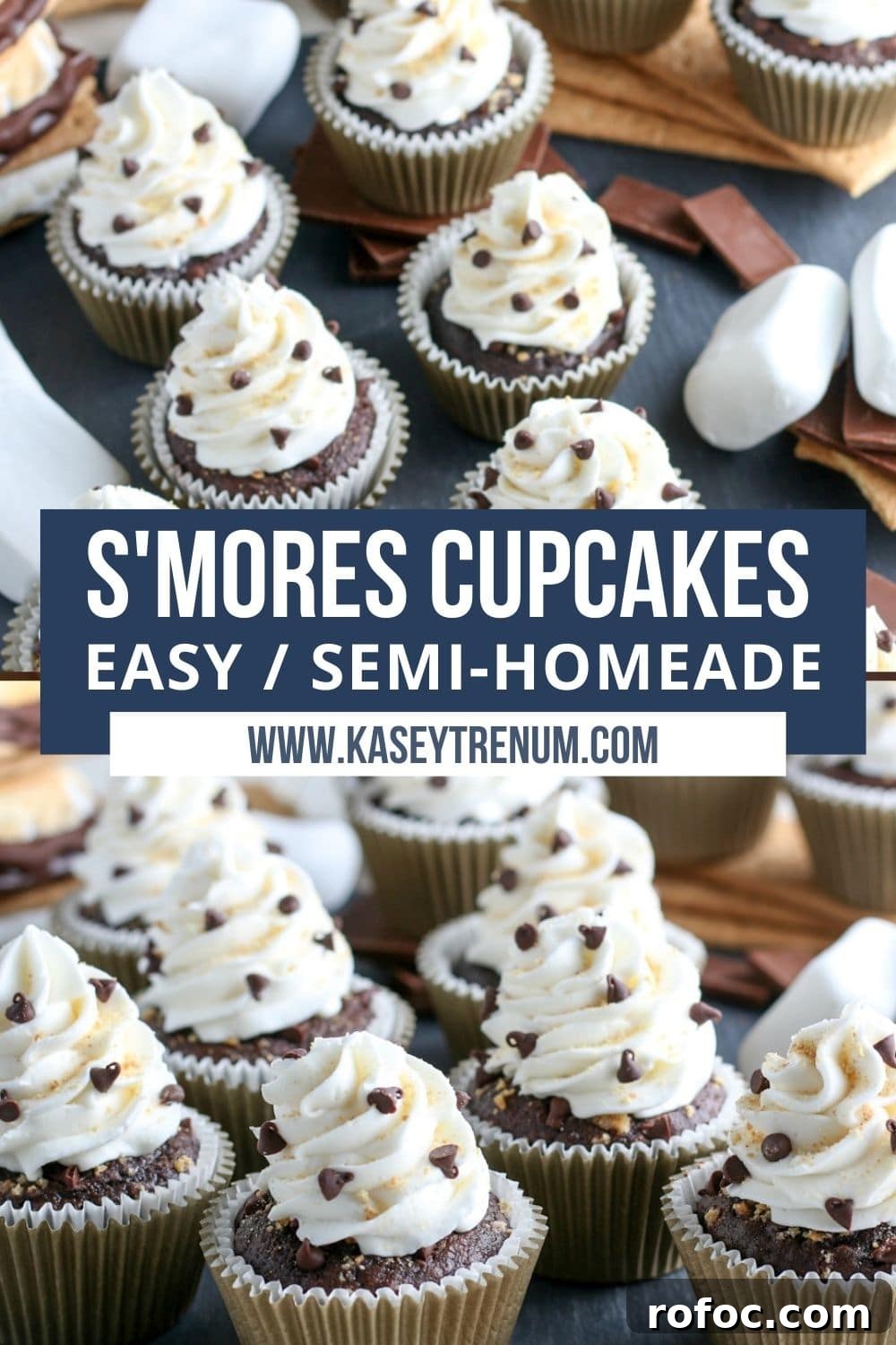 COLLAGE IMAGE OF SMORES CUPCAKES