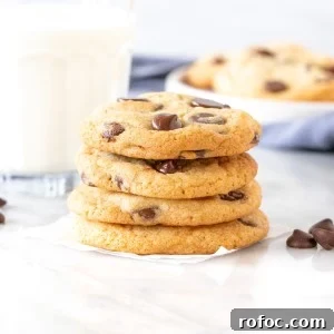 Stack of chocolate chip cookies made without brown sugar
