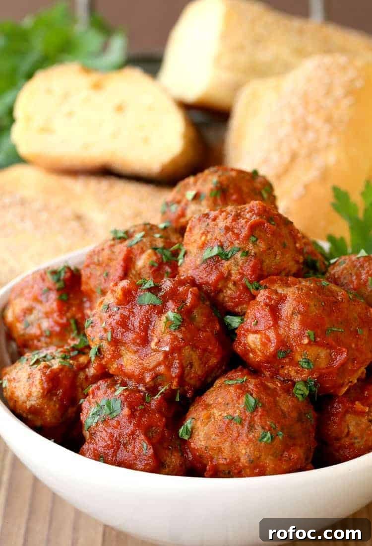 Sunday-Style Grandma’s Meatballs with Savory Tomato Sauce 6 Grandma's Sunday Meatballs and Sauce in a bowl from the front