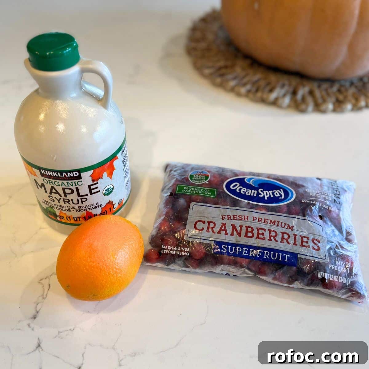 Old-Fashioned Cranberry Sauce from Scratch — Simple Homemade Recipe 3 Cranberries maple syrup and an orange ingredients for making cranberry sauce recipe