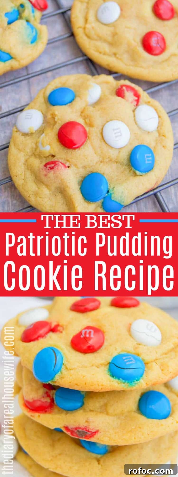 Red, White and Blue Pudding Cookies for Fourth of July 2 Patriotic Pudding Cookies