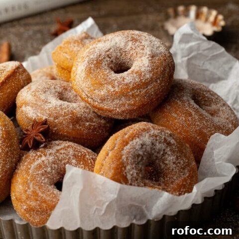 A stack of healthy gluten free baked pumpkin donuts