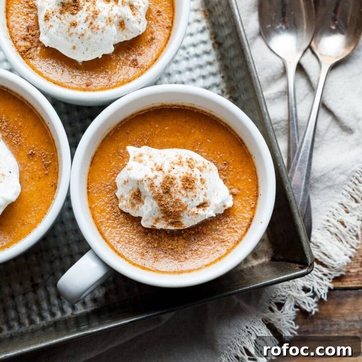 This Gluten-Free Pumpkin Custard has all the warm spices and pumpkin flavor of pie, in a silky, creamy custard baked in a ramekin