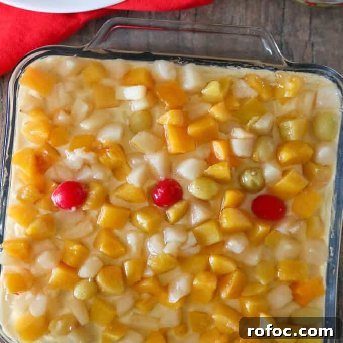 Creamy Fruit Custard Dessert Recipe 9 Crema de Fruta in a glass baking dish