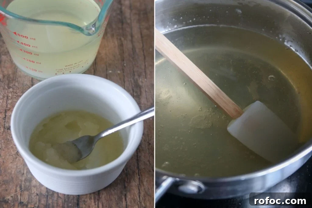 Creamy Fruit Custard Dessert Recipe 5 preparing the gelatin