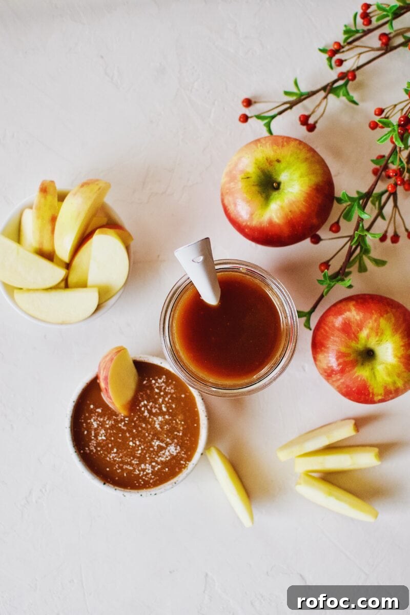 How to Make Rich Homemade Caramel Sauce for Desserts 5 Homemade Caramel Sauce with apples for dipping.