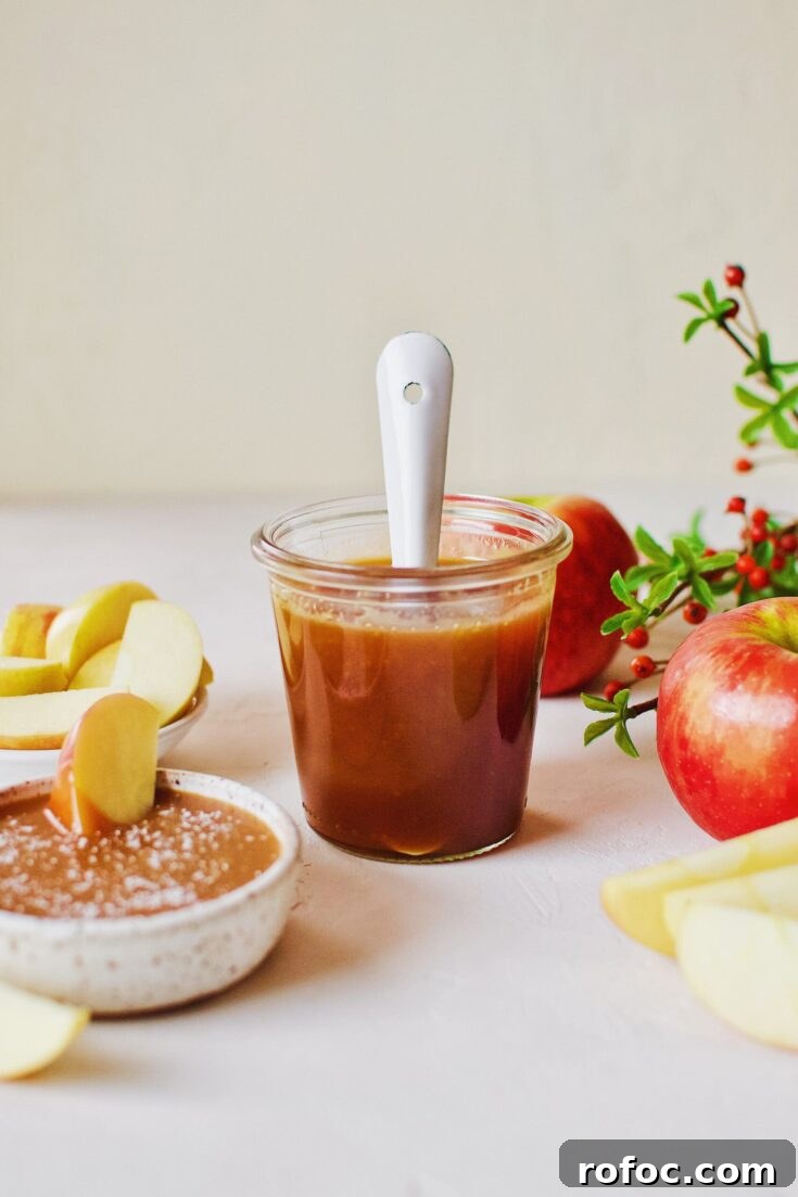 Homemade Caramel Sauce with apples for dipping.