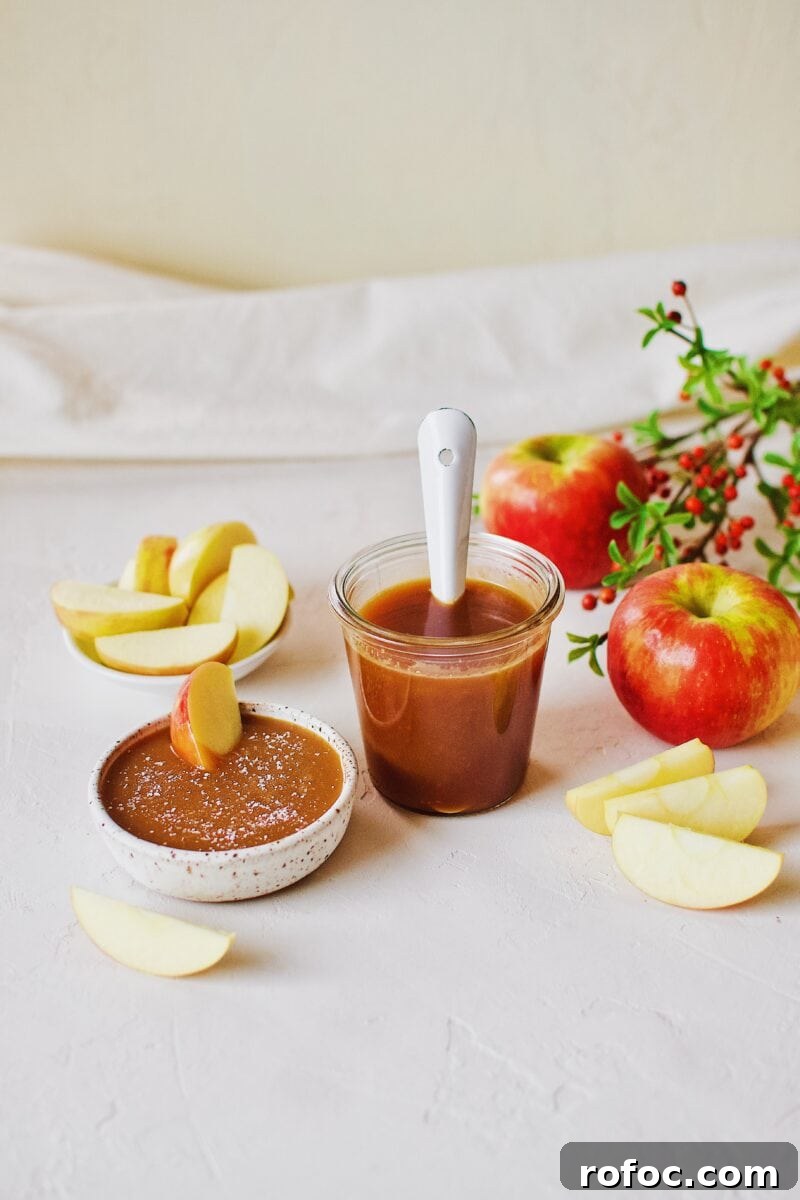 How to Make Rich Homemade Caramel Sauce for Desserts 8 Homemade Caramel Sauce with apples for dipping.