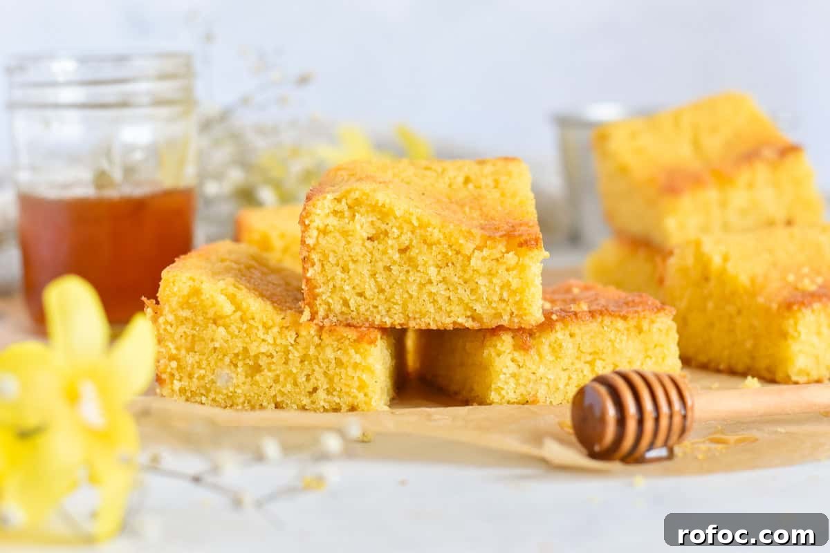 Sourdough Discard Cornbread Recipe: Tangy, Tender & Crispy 3 cornbread stack on top of each other.