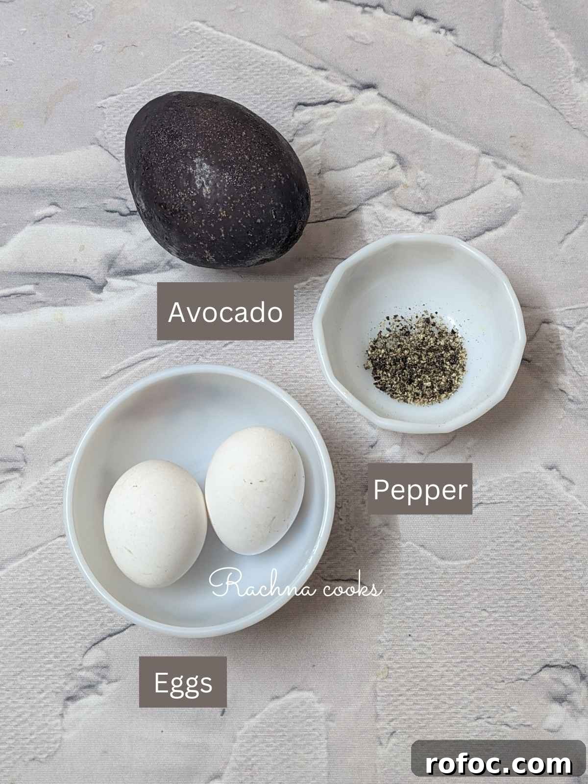 Crispy Air Fryer Avocado Eggs: Quick Breakfast Recipe 3 Ingredients for making avocado egg: 2 eggs, avocado and seasoning