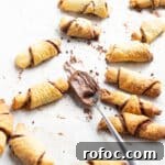 Nutella Rugelach with a fork of nutella