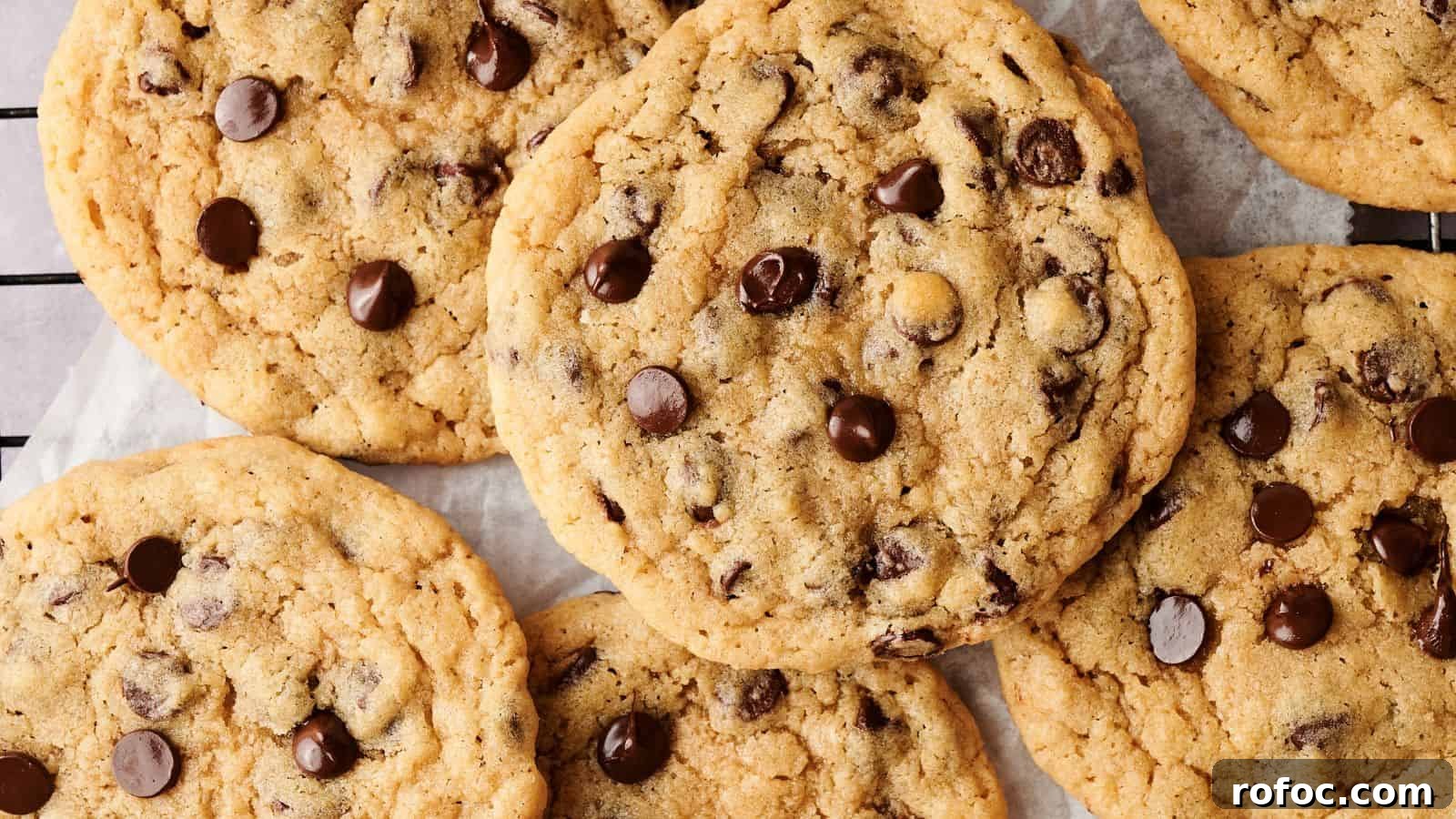 35 Gameday Recipes That Always Crowd-Pleasers Love 36 A hand holding a chocolate chip cookie on a cooling rack.