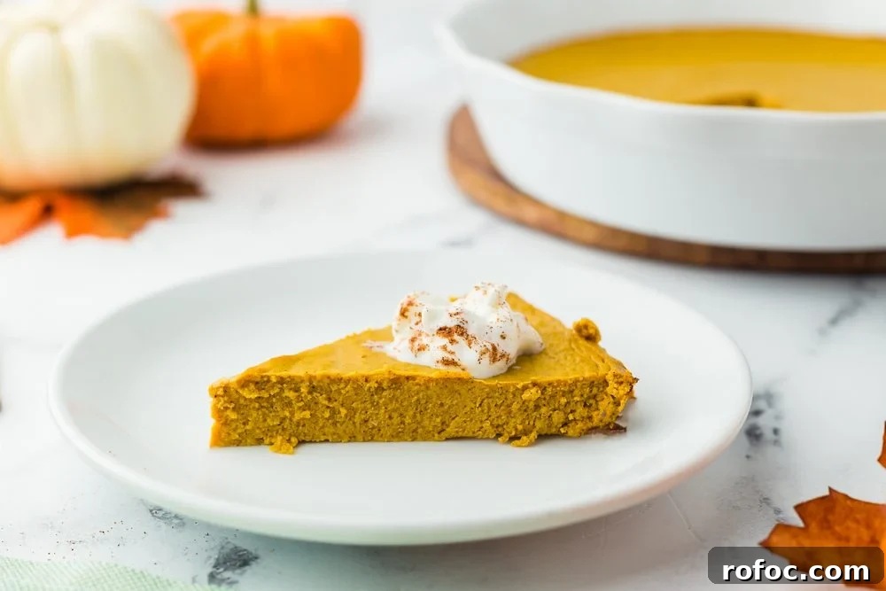 10 Indulgent WeightWatchers Dessert Recipes with Points 3 WW crustless pumpkin pie slice on a white plate