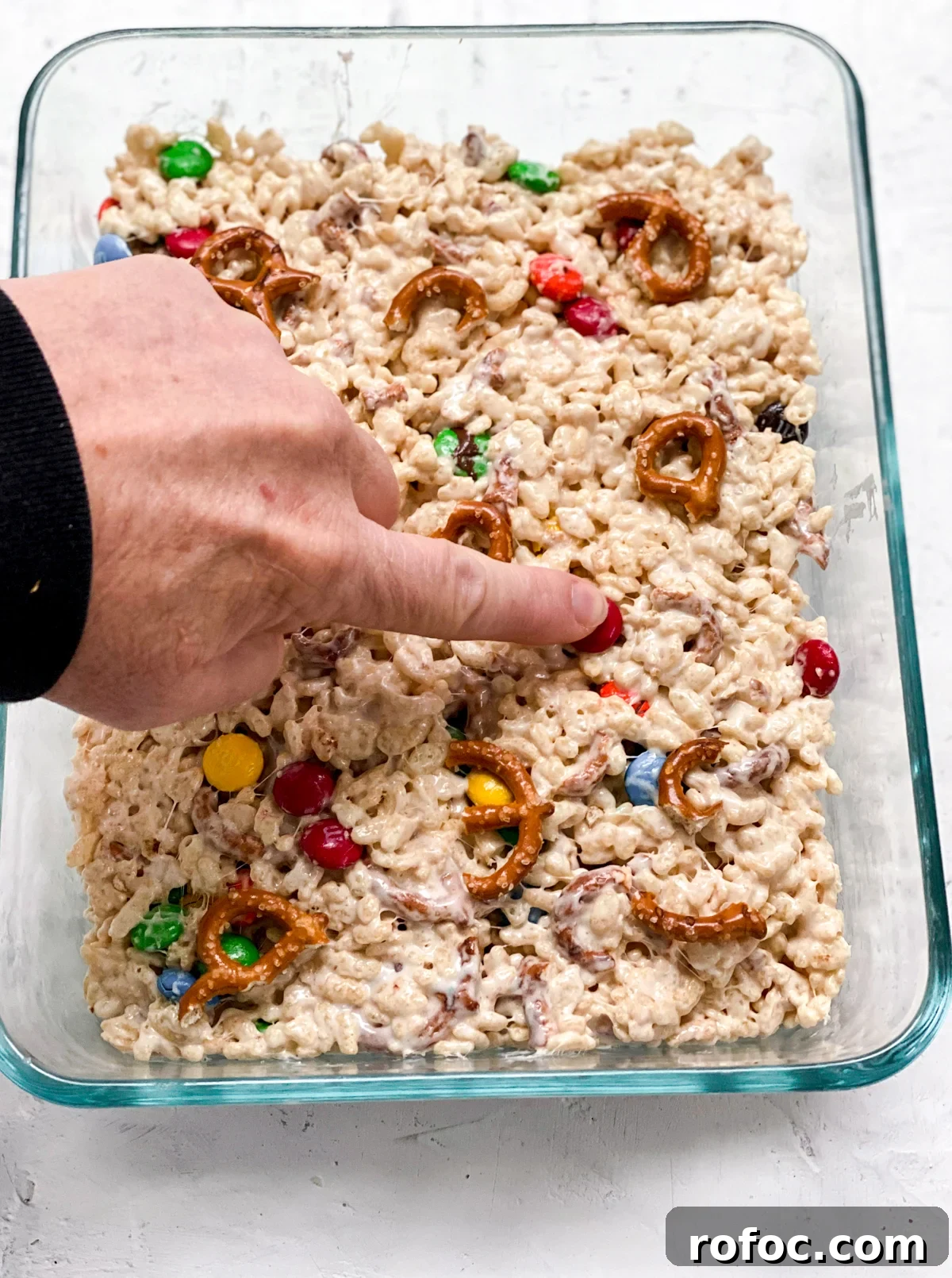 M&M Rice Krispie Treats Recipe: Chewy, Chocolate-Packed Squares 13 adding more toppings