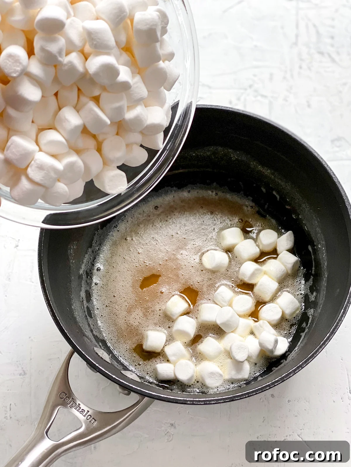 M&M Rice Krispie Treats Recipe: Chewy, Chocolate-Packed Squares 6 marshmallows added