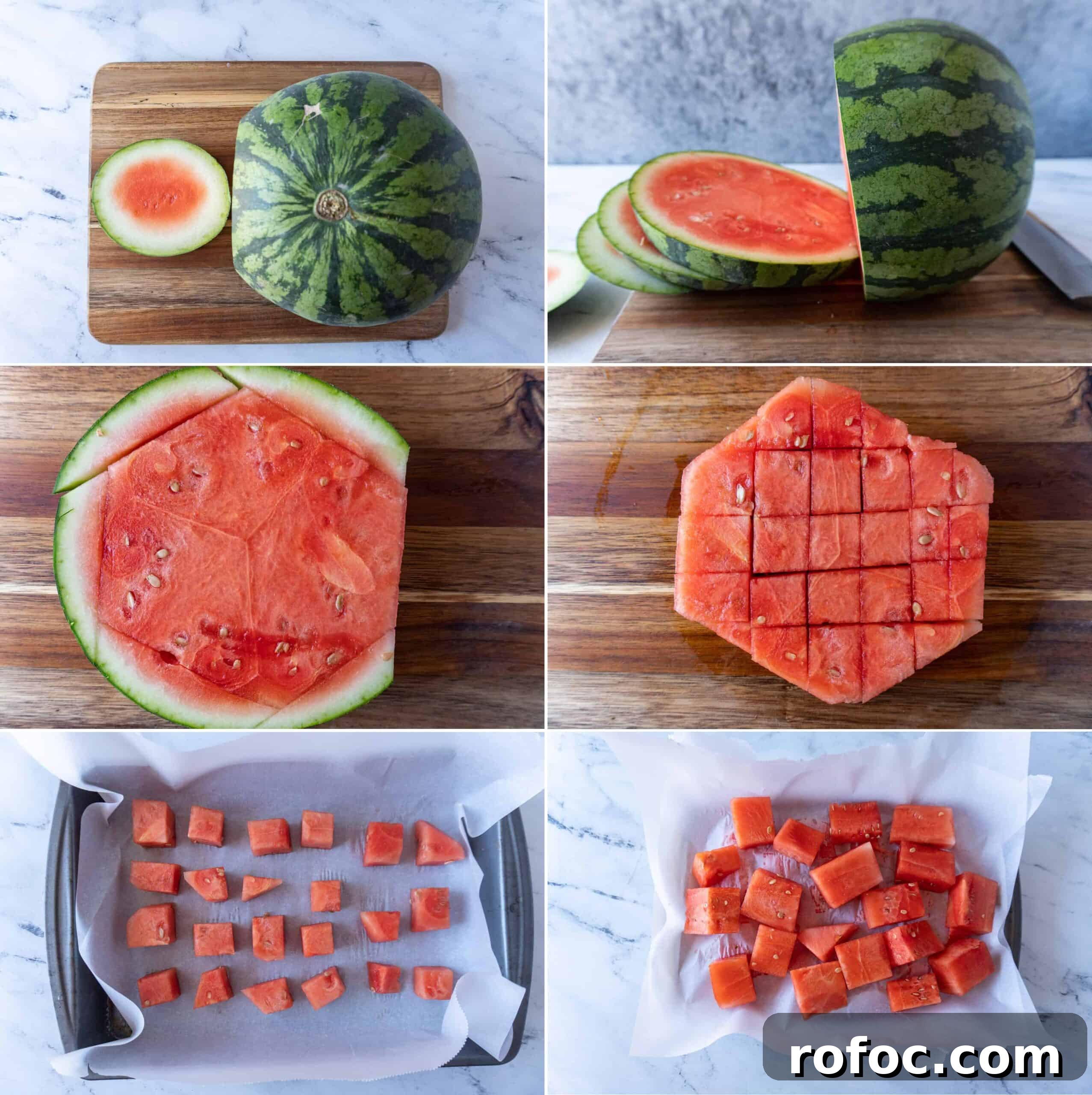 This fun watermelon drink is perfect to cool down this summer! Process shots of how to cut and freeze watermelon