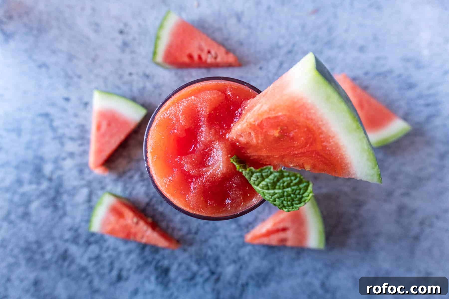 This fun watermelon drink is perfect to cool down this summer! Picture of drink from the top down