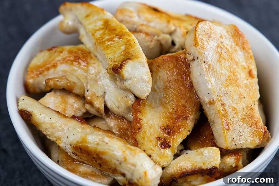 Gluten-Free Chicken Fajita Stew Recipe for Flavorful Weeknights 4 Browned chicken in a bowl
