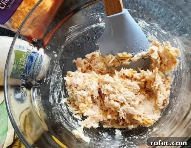 Old Bay Tuna Cakes: Low-Carb, Flavorful Seafood Patties 5 mix tuna cake ingredients in a bowl