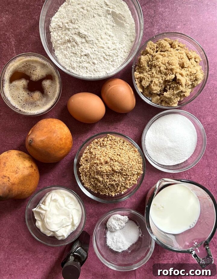 hazelnut pear upside down cake ingredients