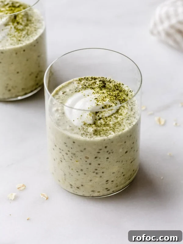 Banana Cream Pie Overnight Oats Recipe for Creamy Make-Ahead Breakfast 11 two cups of matcha overnight oats topped with yogurt