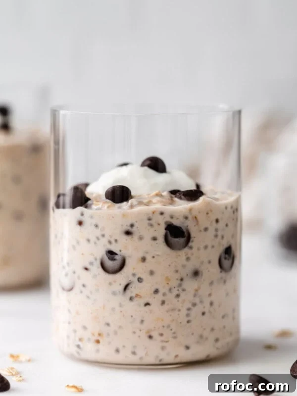 Banana Cream Pie Overnight Oats Recipe for Creamy Make-Ahead Breakfast 13 chocolate chip cookie dough overnight oats in a glass