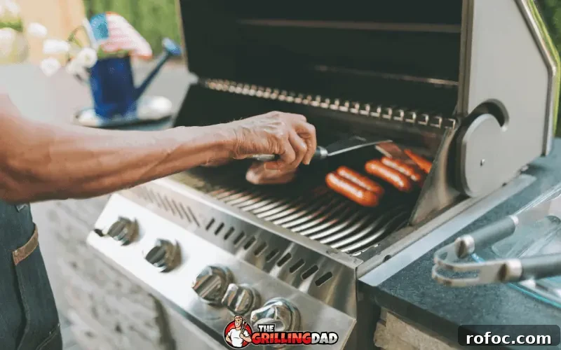 Can You Grill in Your Garage Safely? What You Need to Know 2 someone grilling hotdogs on a gas grill