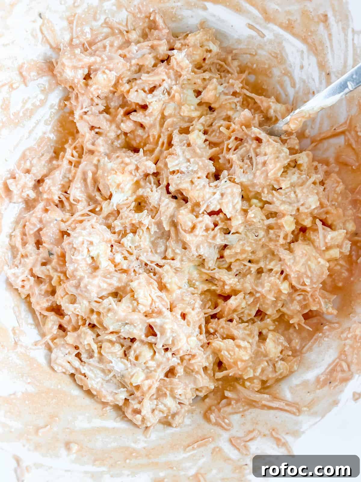 Creamy Buffalo Chicken Dip Made with Canned Chicken 7 Buffalo dip mixed together.